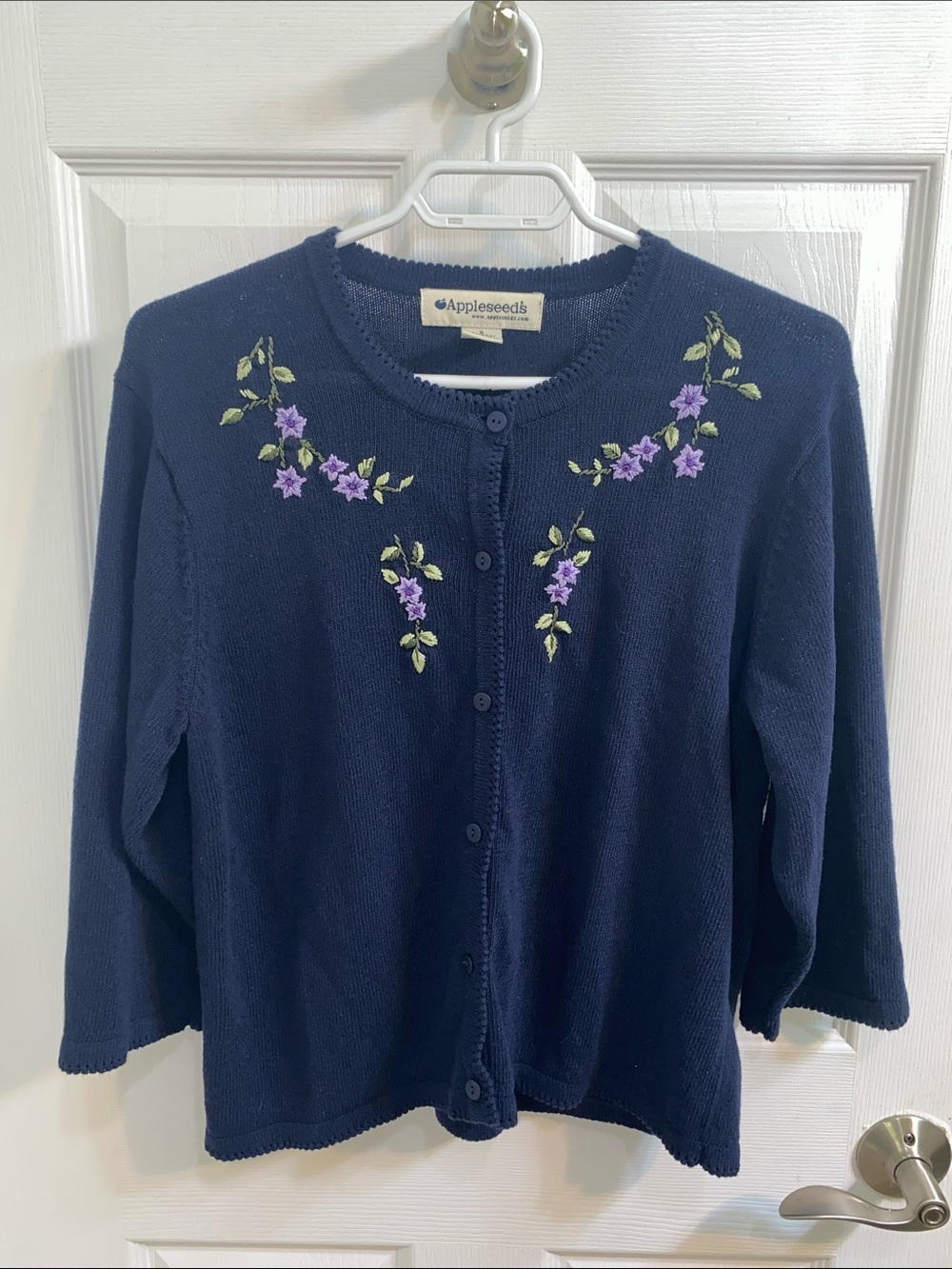 Appleseeds Cute Grandma Cottagecore Embroidered Floral Cardigan Women’s Size 8